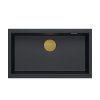 Quadron LOGAN 110 GraniteQ zlewozmywak pure carbon 76x44x23,5 cm 1-komorowy wpuszczany z syfonem manualnym złoty HQD7644U7PVDG1I